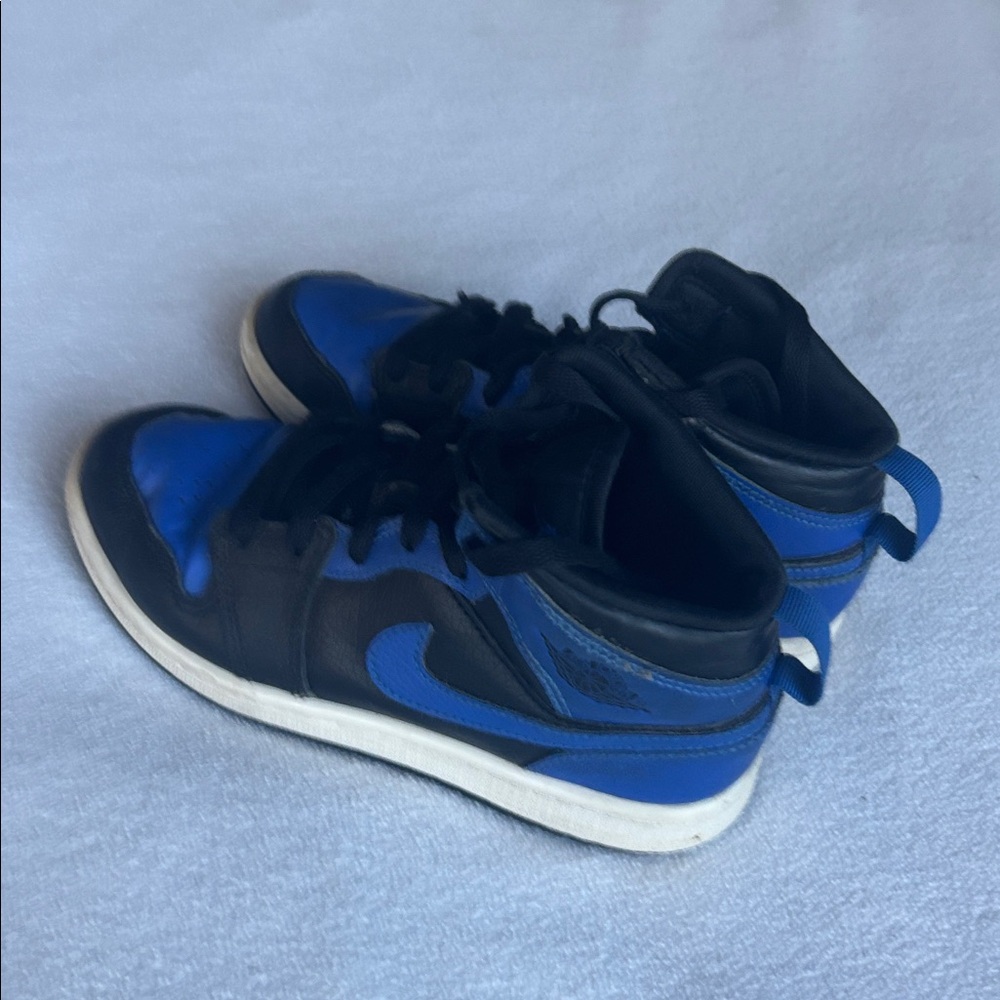 Kids Size 2Y, Nike Jordan 1s, Black and Blue Mid-Top Sneakers
